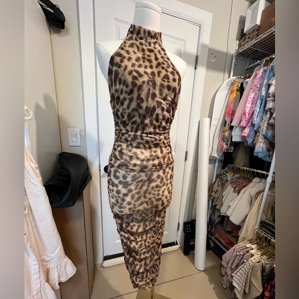 Zara Leopard Print Backless Dress